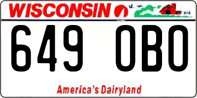 WI license plate 649OBO