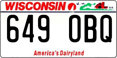 WI license plate 649OBQ