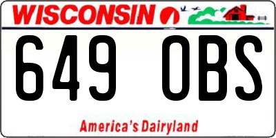 WI license plate 649OBS