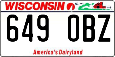 WI license plate 649OBZ