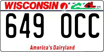 WI license plate 649OCC