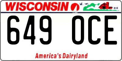 WI license plate 649OCE