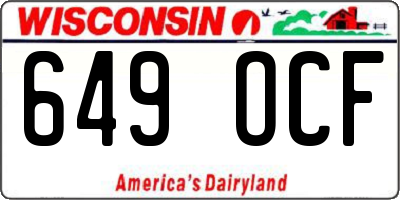 WI license plate 649OCF