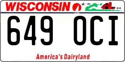 WI license plate 649OCI