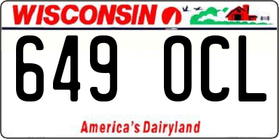 WI license plate 649OCL