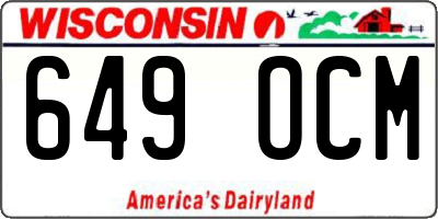 WI license plate 649OCM