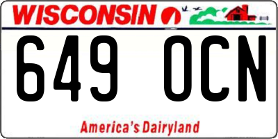 WI license plate 649OCN