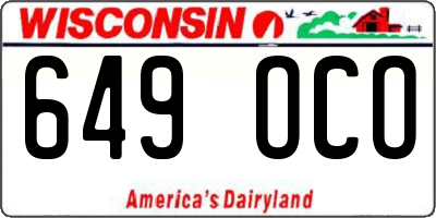 WI license plate 649OCO