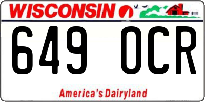 WI license plate 649OCR