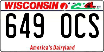 WI license plate 649OCS