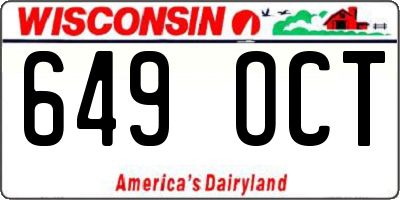 WI license plate 649OCT