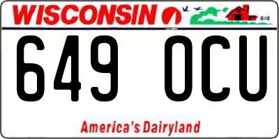 WI license plate 649OCU