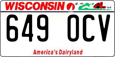 WI license plate 649OCV