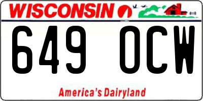 WI license plate 649OCW