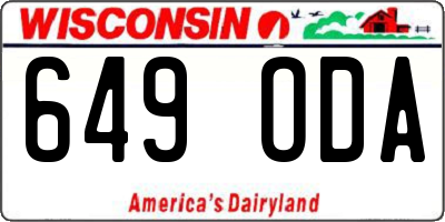 WI license plate 649ODA