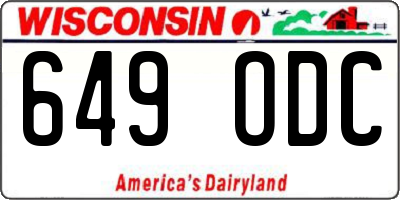 WI license plate 649ODC