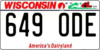 WI license plate 649ODE