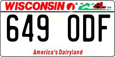 WI license plate 649ODF