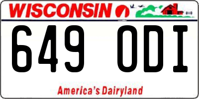 WI license plate 649ODI