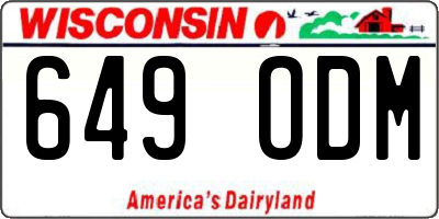 WI license plate 649ODM