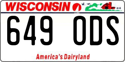 WI license plate 649ODS