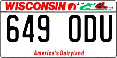 WI license plate 649ODU