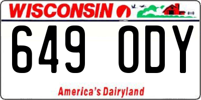 WI license plate 649ODY