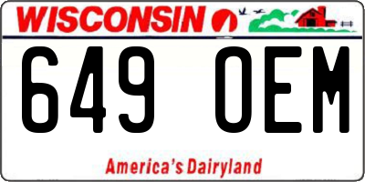 WI license plate 649OEM