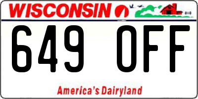 WI license plate 649OFF