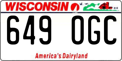 WI license plate 649OGC