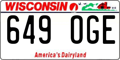 WI license plate 649OGE