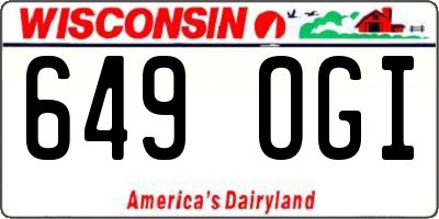 WI license plate 649OGI