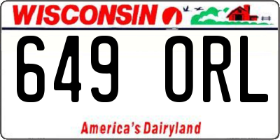 WI license plate 649ORL