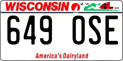 WI license plate 649OSE