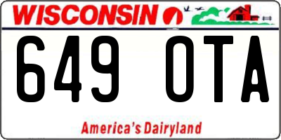 WI license plate 649OTA