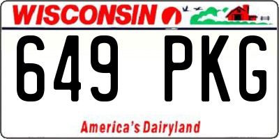 WI license plate 649PKG