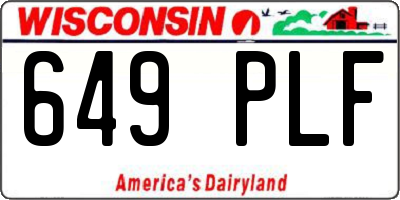 WI license plate 649PLF