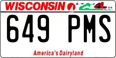 WI license plate 649PMS