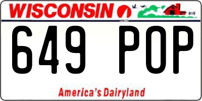 WI license plate 649POP