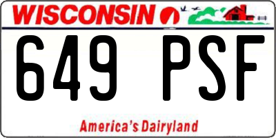 WI license plate 649PSF