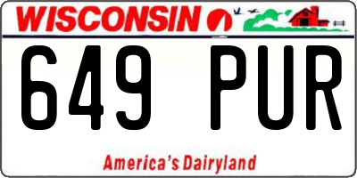 WI license plate 649PUR
