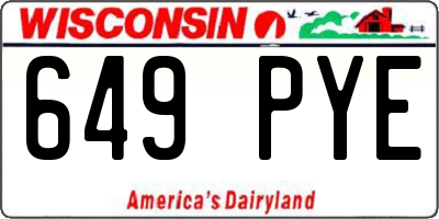 WI license plate 649PYE