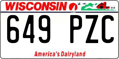 WI license plate 649PZC