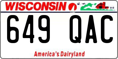 WI license plate 649QAC