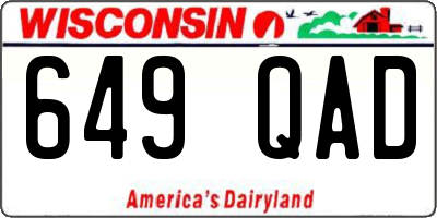 WI license plate 649QAD