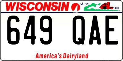 WI license plate 649QAE
