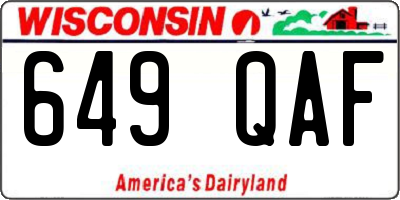 WI license plate 649QAF