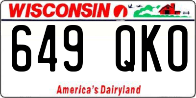 WI license plate 649QKO
