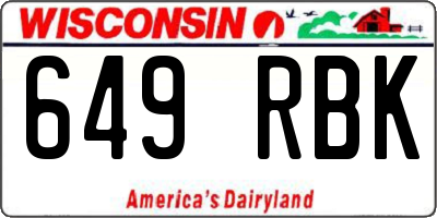 WI license plate 649RBK