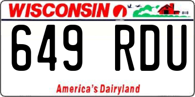 WI license plate 649RDU